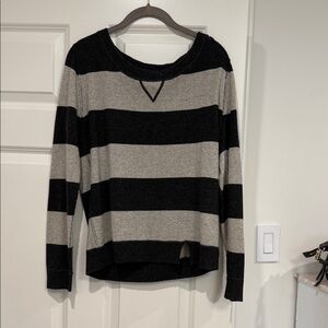 Michael Stars Black and Gray Striped Sweater